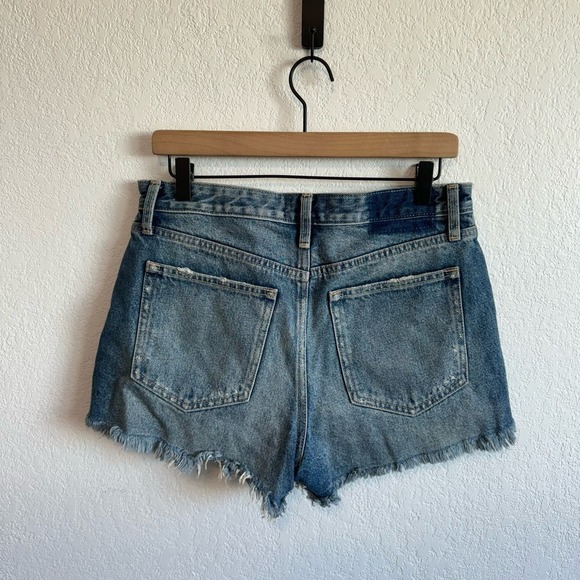 Abercrombie & Fitch Annie High Rise Distressed Cut-Off Denim Shorts Dark Wash 29 - Picture 4 of 5